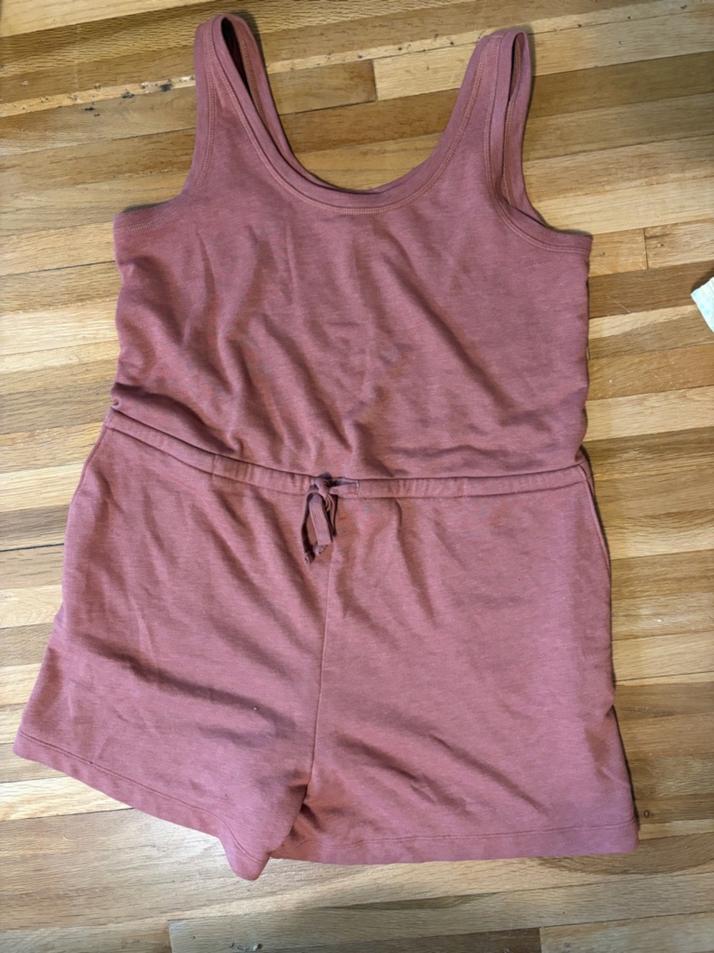 Sleeveless Rust Maternity Romper S with front pockets EUC